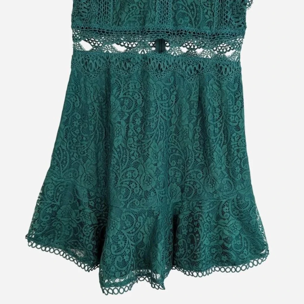 Sage Paije Worth the Chase Lace Mini Dress Forest Green NWT Large - Picture 8 of 10